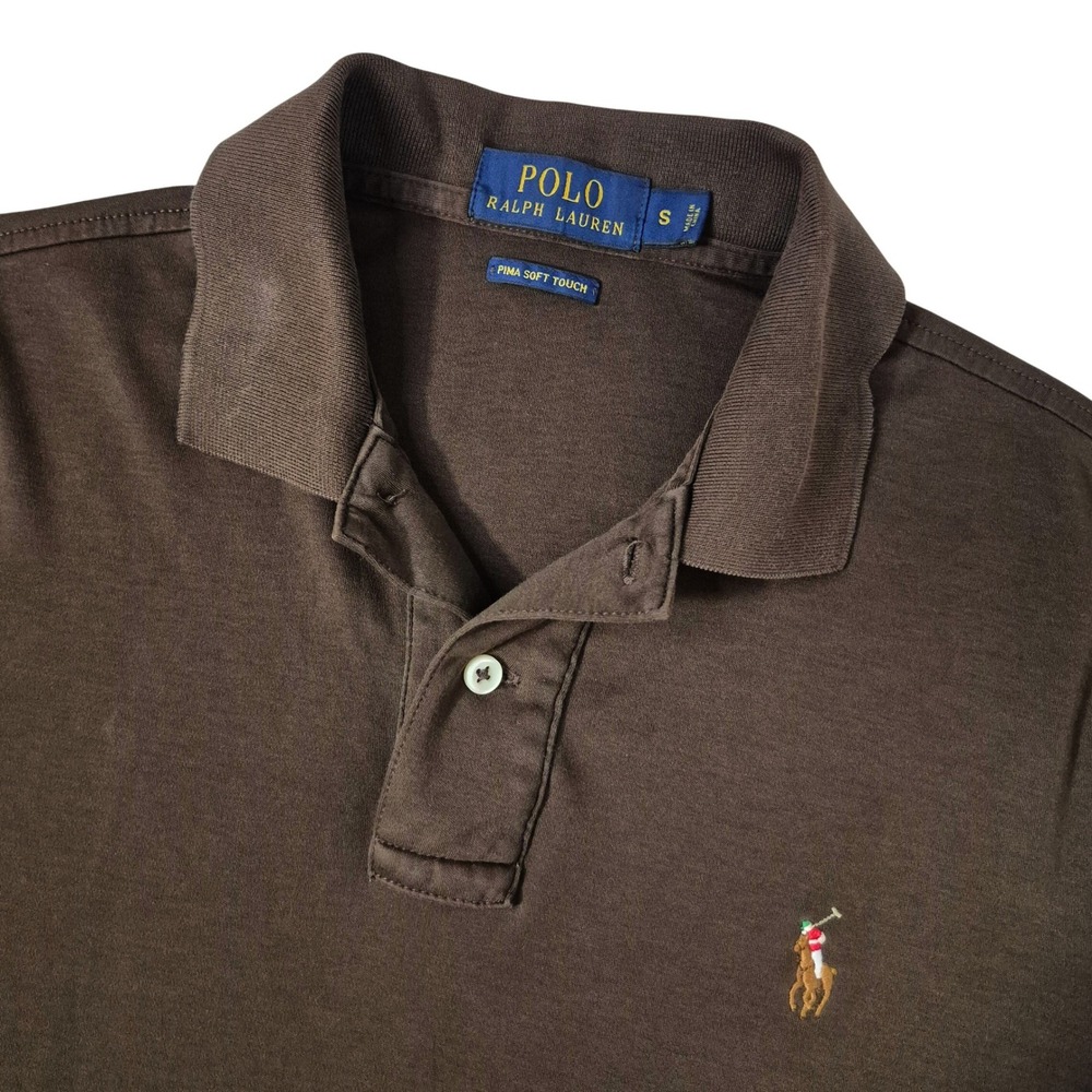 Polo Ralph Lauren Polo Shirt Mens Small Brown Pima Soft Touch Short Sleeve Pony